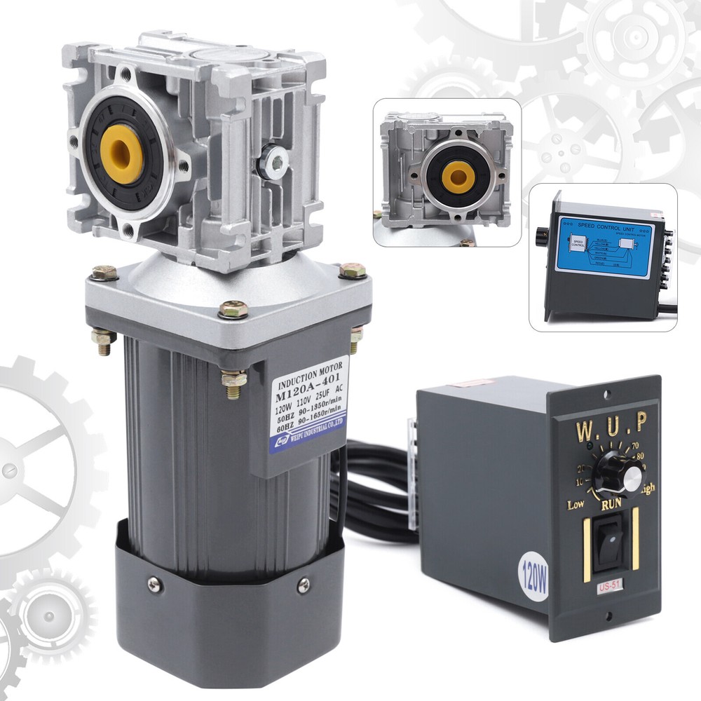 Worm Gear Reducer Gearbox Motor AC 110V 120W Gearmotor Worm Gear Motor