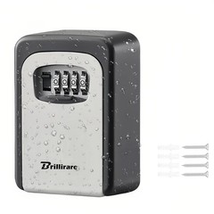 Key Lock Box, Waterproof Metal 4 Digits Combination Lockbox, Outside Wall Mou…