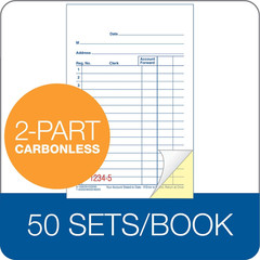 General Purpose Sales Book, 2-Part, Carbonless, White/Canary, 3-11/32 X