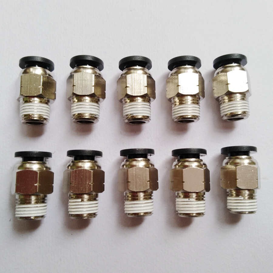 10X Male Straight Connector Tube OD 1/4″(6mm) X NPT 1/8 Air Push In Fitting A394