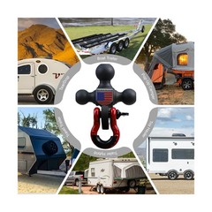 Tri-Ball Trailer Hitch w/Hook & D-Ring Shackle, Fits 2-Inch Receiver | Matte …