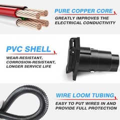 MICTUNING 4 Way Flat to 7 Way RV Blade and 4 Way Flat Female End Trailer Wiring
