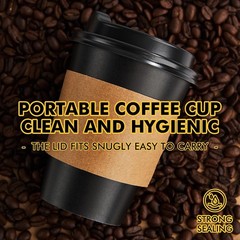 50 Pack 12 oz Coffee Cups with Lids, Black Disposable Coffee Cups with Lids,