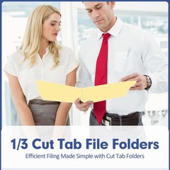 Letter Size Manila File Folders 100 Pack Heavy Duty 1/3 Cut Tab