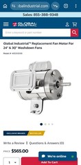 Replacement Fan Motor For 24″ 30″ Pedestal Or Wall Mount Stainless Steel PSC139