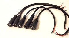 5-Pack Female DC Power Cable Wire 5.5×2.5mm Pigtail Barrel Jack Plug 22AWG 8″