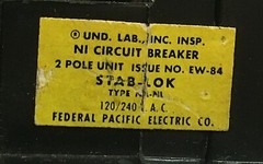 FPE NA250 – Federal Pacific. 240V Stab-Lok Circuit Breaker – RED HANDLE