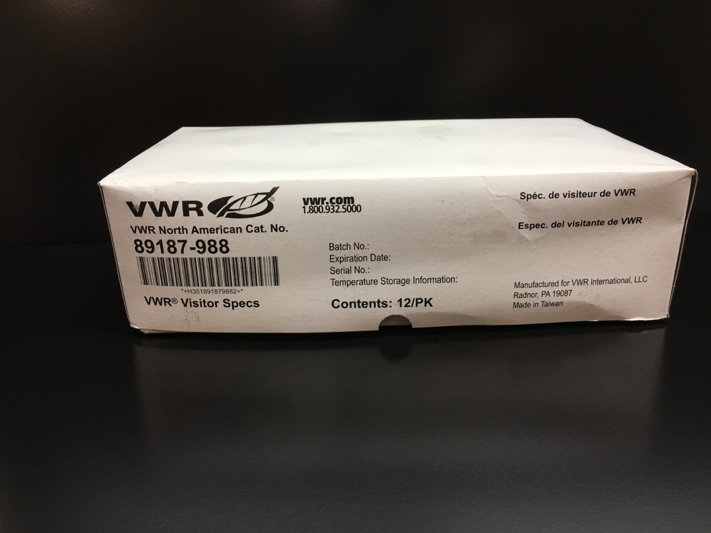 VWR Cat No 89187-988 Visitor Specs Lot 10 PCS