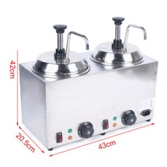 Commercial Hot Fudge Warmer Nacho Cheese Sauce Warmer w/ Pump Dispenser 1600W