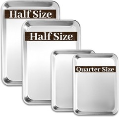 4-Pack Aluminum Baking Sheets | Half & Quarter Sizes, Heavy Duty