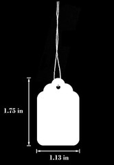 1000 Blank White Merchandise Price Tags with Strings Size #5 Retail Strung Label