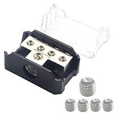 4 Way Power Distribution Block, 1X 0/2/4 AWG Gauge in / 4X 4/8/10 Gauge Out Amp