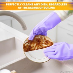 1 Pair Silicone Gloves for Washing Dishes – Tear-Resistant Silicone Dishwashi…