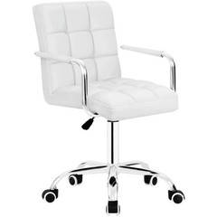 Mid Back PU Leather Office Chair Adjustable Swivel Desk Chair with Arms
