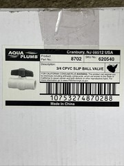 Aqua Plumb SLIP BALL VALVE 3/4 CPVC #8702 (5PK)