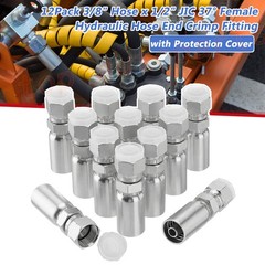 New-12 Pack 3/8″ Hydraulic Hose Fittings, 3/8″ I.D. Hose x 1/2″ JIC 37° Female