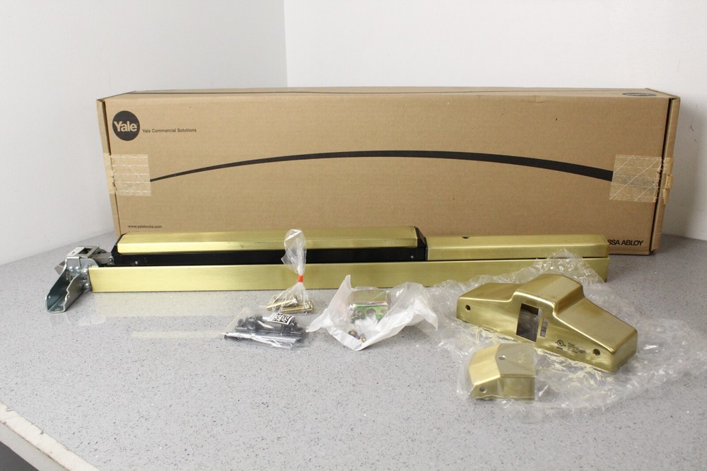 NEW OPEN BOX Yale Commercial 3′ Rim Exit Device 7100F 36″ 606 Satin Brass