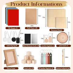 76-Piece Laser Engraving Material Kit: Wood, Metal, Leather & PVC Supplies
