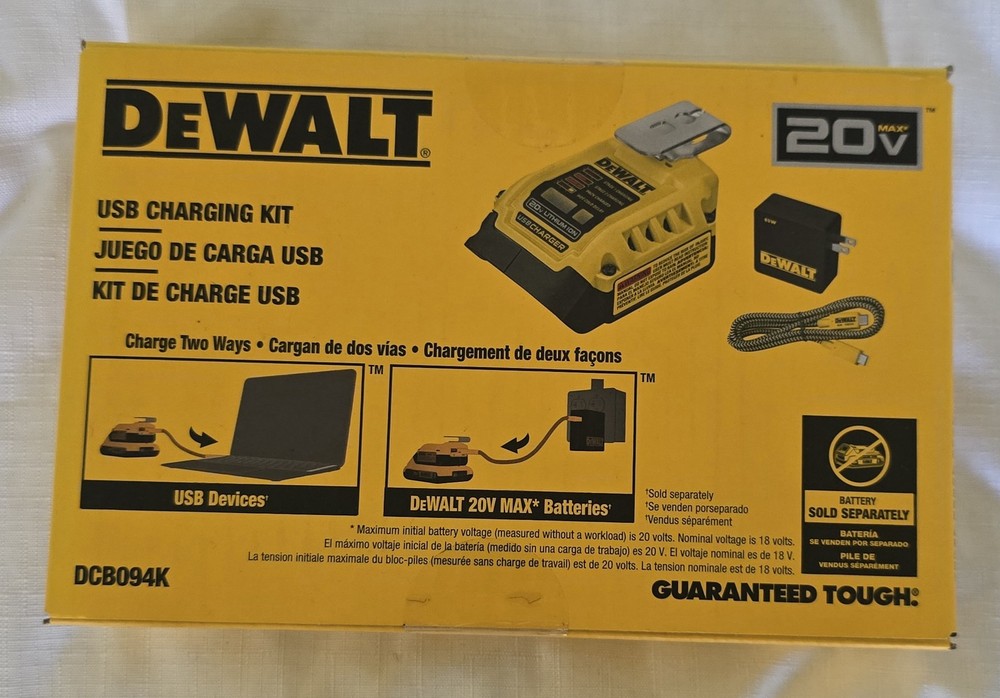 DEWALT DCB094K 20V MAX USB Charging Kit Power Supply Charger for USB Devices