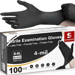 Durable 4 Mil Black Nitrile Exam Gloves – Elastic Fit & Textured Grip, 100 Count