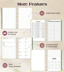 2026 Hardcover Weekly Monthly Planner A5 Spiral Agenda Wildflower Cover