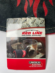 Lincoln Electric Red Line Welding Gloves Flame Graphic Black Leather Heavy Duty