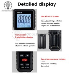 S8608 LCD Light Meter Digital Illuminance Meter Luxmeter Photometer 200000Lux