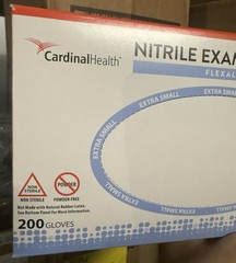 Cardinal Health Flexal Nitrile Exam Gloves 2000 Count Case, XS, Exp 08/2026