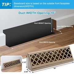 Blulu 18in Baseboard Register Duct Cover Modern Design Brown Floor Wall Air Vent