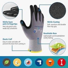 PROMEDIX P Work Gloves MicroFoam Nitrile Coated,Safety 3 Pairs
