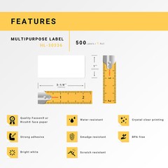 DYMO 30336 Direct Thermal Multipurpose Labels (1″ x 2-1/8″) – (20) Rolls of 500