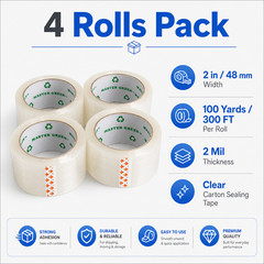4 Rolls Shipping Box Packing Sealing Tape 2″ x 100 Yards 300FT w/ FREE Shipping