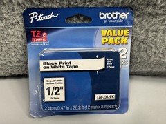 Brother P-Touch TZe-231 Label Tape 1/2″ 12mm Black on White 2 Pack 26.2ft Value