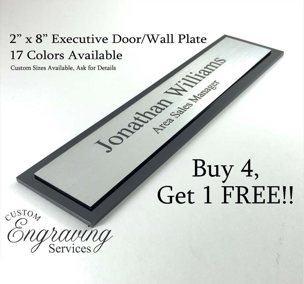 OFFICE DOOR WALL NAME PLATE EXECUTIVE SIGN TWO TONE WITH ACRYLIC BACK 2″ X 8″