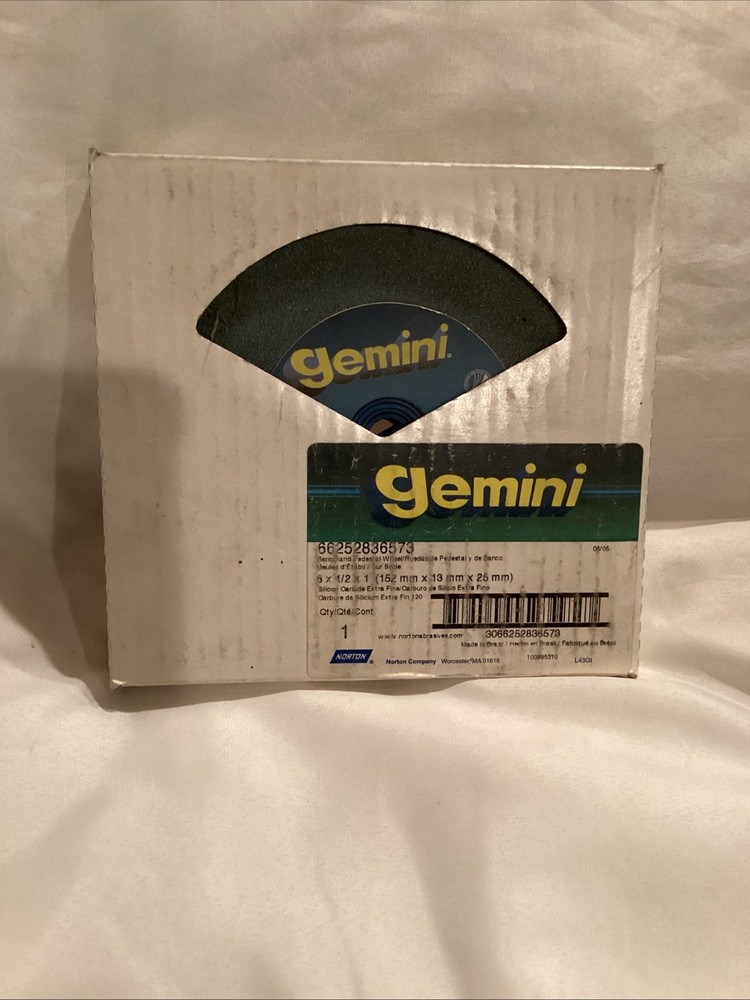 Norton Gemini Bench Pedestal Wheel 6 x 1/2 x 1 SC 120 Grade Extra Fine