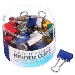 Mini Binder Clips 60 Count Assorted Colors Storage Tub 1/4 Inch Capacity Metal