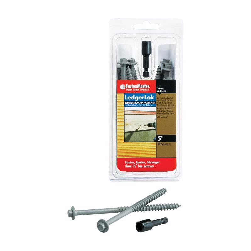 12-Card FastenMaster LedgerLok #14 x 5″ Hex Washer Epoxy Wood Screws