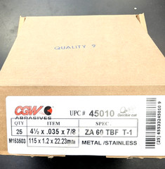 New 25 CGW 4-1/2″ x .035″ x 7/8″ Cut OFF wheels -Metal &S.S -# 45010- F. Ship