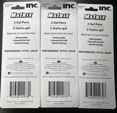 VIRAL pens 3 Packs 6 Pens INC Matrix Black Ink Gel Pens Silicone Grip Mint