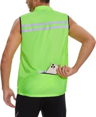 bpbtti Men’s Hi-Viz Safety Running Cycling Vest Sleeveless Windbreaker Size XL