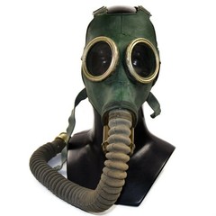 Cold war Soviet military gas mask GP-4 with hose Green rubber Face mask