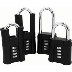 🔥FJM Security SX-876 4-Dial Shrouded Combination Padlock Long Shackle Blk BNWT