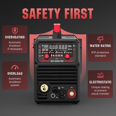 205A MIG Aluminum Welder, 110/220V, Gas/Gasless/Lift TIG/Stick Welding Machine