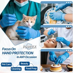 FINITEX Blue Disposable Nitrile Exam Gloves – 200 PCS/BOX 3.5mil Rubber