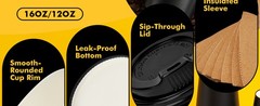 50 Pack 12 oz Coffee Cups with Lids, Black Disposable Coffee Cups with Lids,