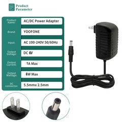 6V 1A DC Power Supply, 100-240V 50/60Hz AC Adapter, 8 Interchangeable Plugs (…
