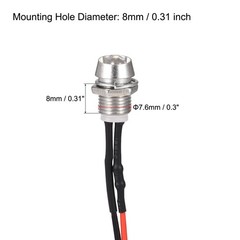 10Pcs LED Indicator Light AC/DC 24V 8mm Panel Mount Metal Shell