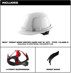 Milwaukee BOLT White Type 1 Class C Hard Hat/ Clear Dual Coat Lens Eye Visor Set