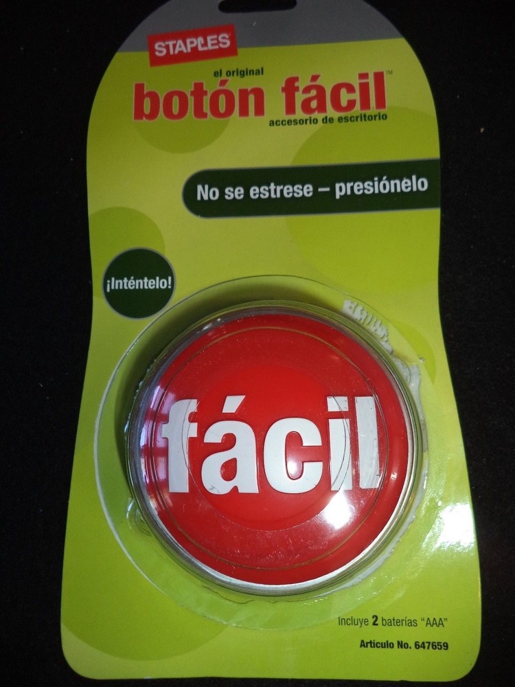 STAPLES WORKING Spanish Easy Button fácil botón español Asi de Fácil FACIL NEW!