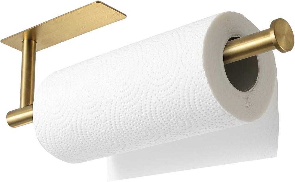 theaoo Paper Towel Holder – Under Cabinet Paper Towel Holder SATIN BRASS